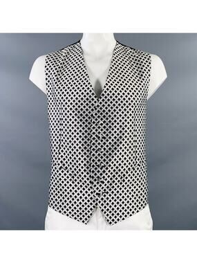 ROBERT TALBOTT PROTOCOL Size XL Black White Grey Diamond Jacquard Vest
